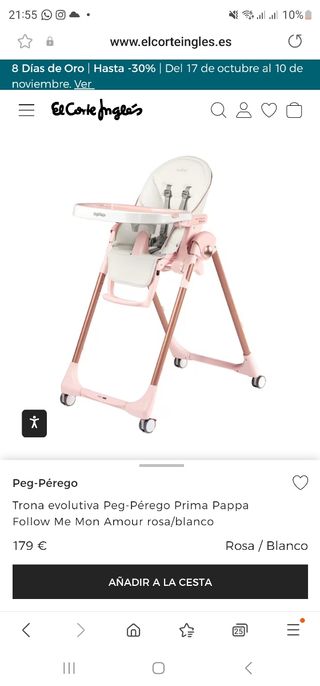 Trona Peg Perego Rosa y Blanco