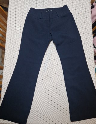 Pantalones de Pinza Azul Marino de Mujer