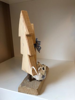 Alberelli in legno con candela e gufo