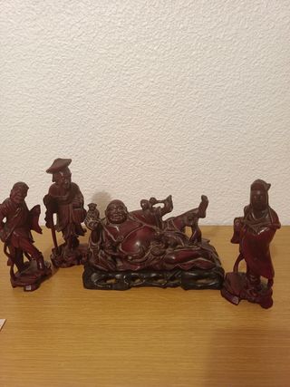 Conjunto figuras madera buda
