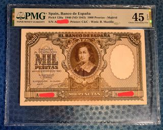 BILLETE 1000 PESETAS ESPAÑA 1940 PMG