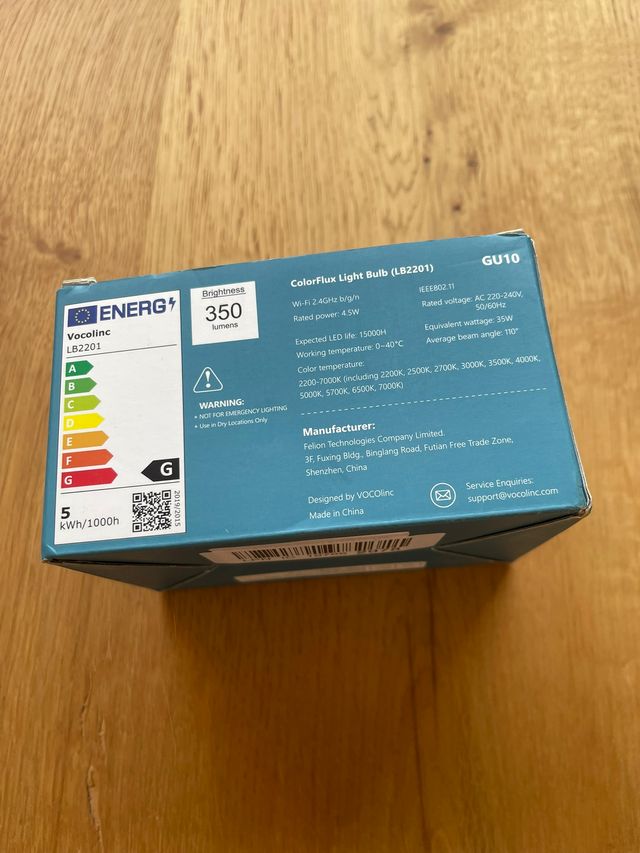 VOCOlinc LB2201 Bombilla Inteligente WiFi GU10