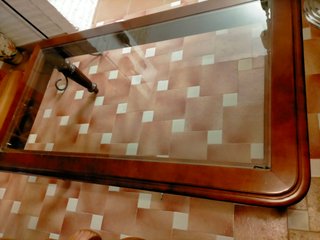 MESA CENTRO BAJA MADERA Y CRISTAL