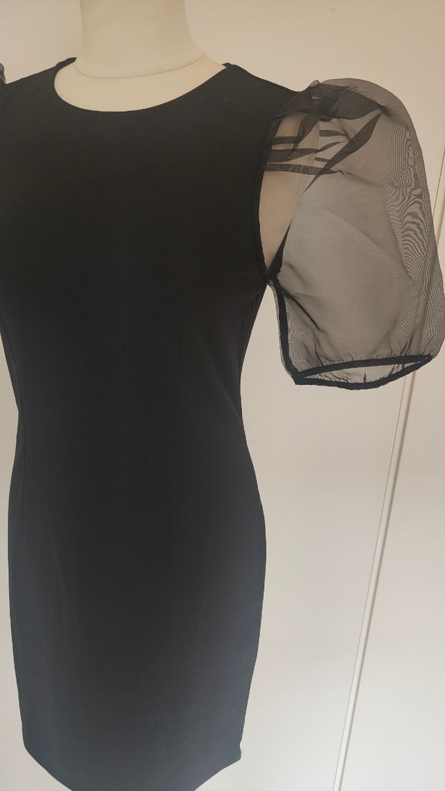 Vestido NUEVO formal negro coctel manga corta S