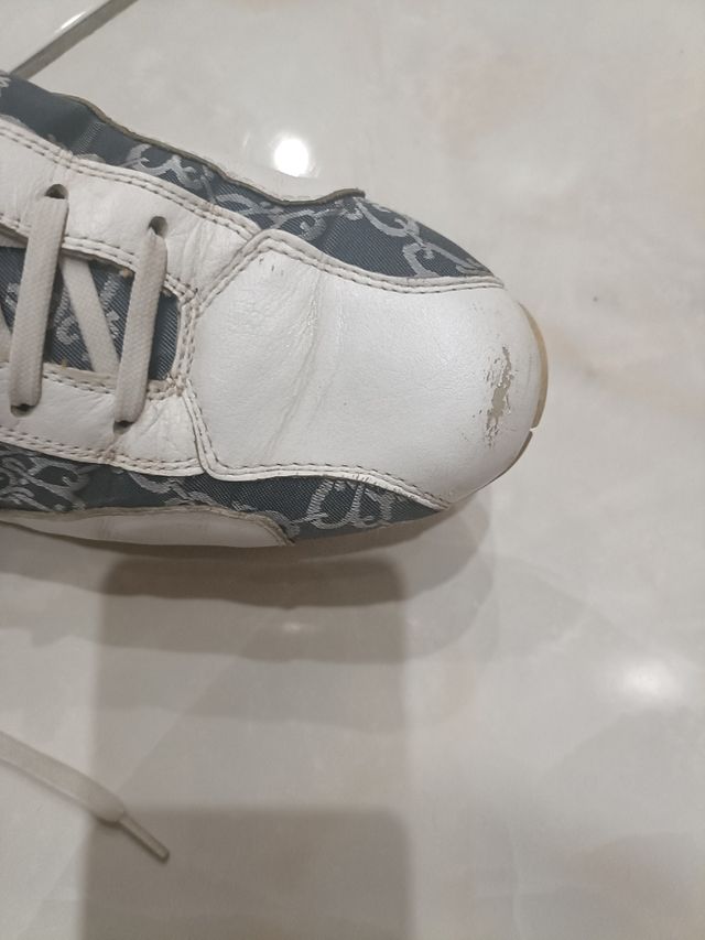 Sneakers vera pelle bianco e blu n. 40