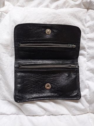 Antigua Cartera cuero negro. 1920