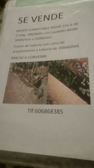 Bomba sumergible y tuberia