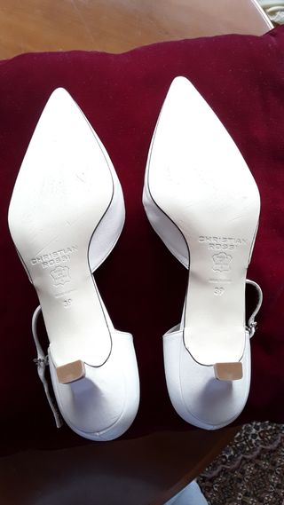 Zapatos blanco- nacarado de piel N 39