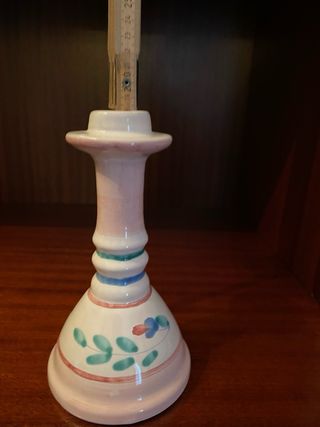 Coppia candelabri ceramica dipinti a mano