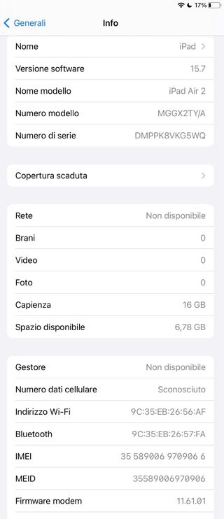 IPad air 2 Wifi + cellular 16 GB