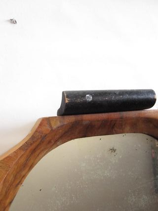 Antico vassoio in legno con specchio 45x34 vintage