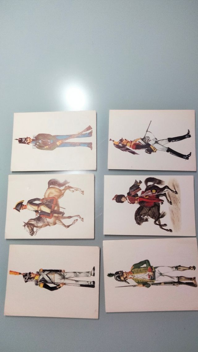 Dibujos postales soldados años 70