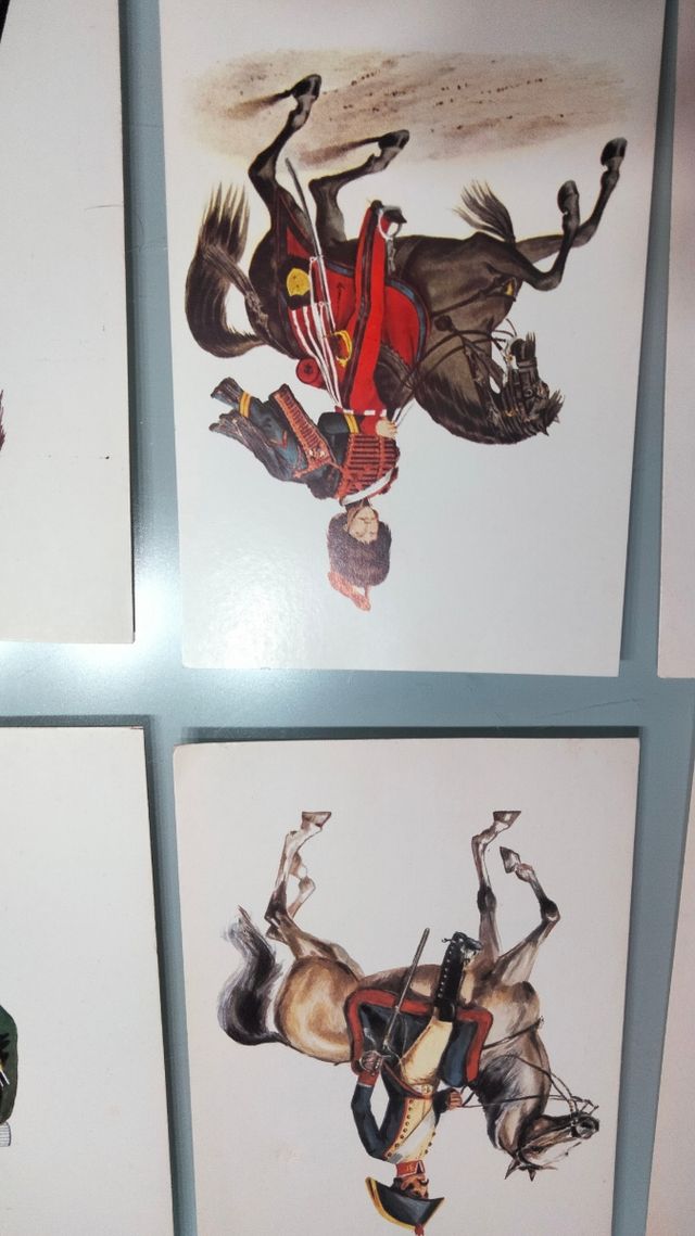 Dibujos postales soldados años 70