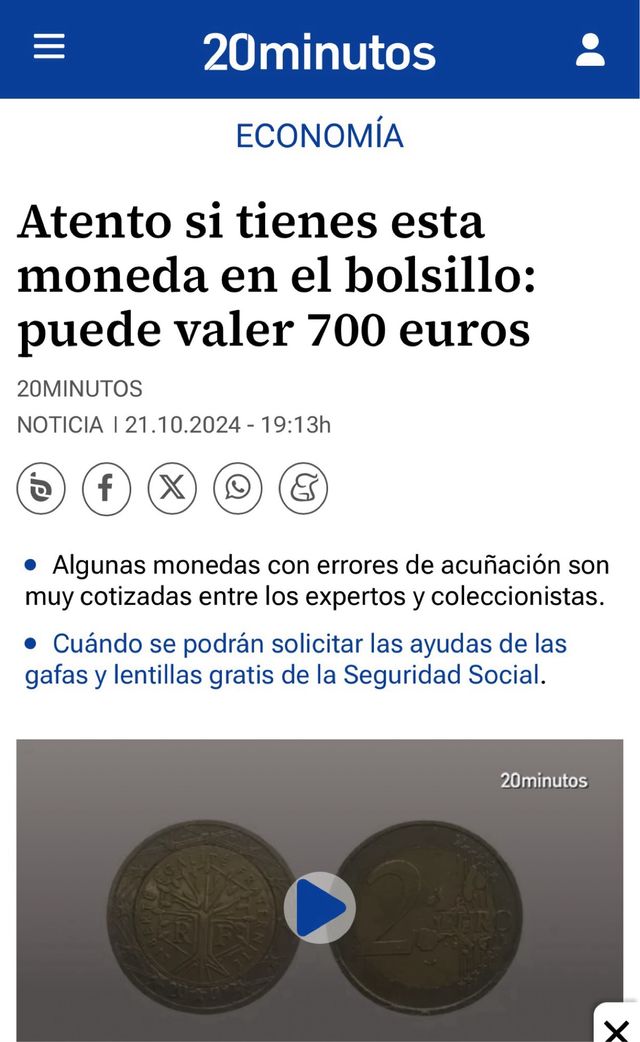 Moneda 2€ Francia (error acuñacion)