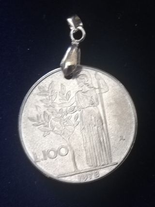 ciondolo moneta autentica 100 lire minerva Italia