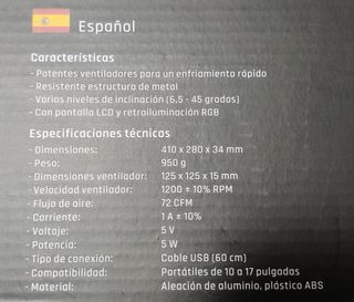 Base refrigeradora RGB para portátil