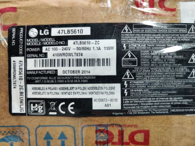 Placas electrónicas LG 47LB5610