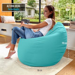 Puff gigante XXL exterior con relleno turquesa