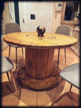 ♻️MESAS BOBINAS CARRETE MADERA CABLE CHILLPALET 🧵‼️