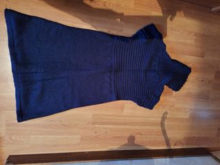 Miniabito in maglia blu maniche corte