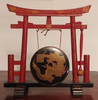 Secreter escritorio vintage lacado negro/rojo