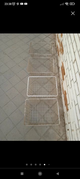 Cesta metálica blanca cocina alacena baño o aseo