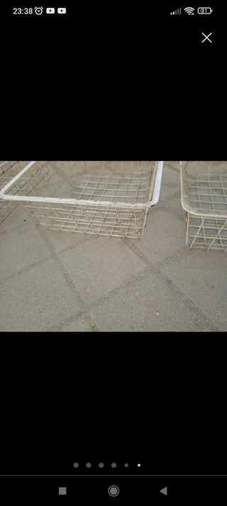 Cesta metálica blanca cocina alacena baño o aseo