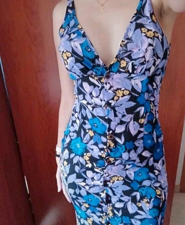 Vestido midi estampado abotonado shein