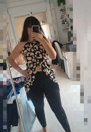 Top blusa o vestido flecos estampado