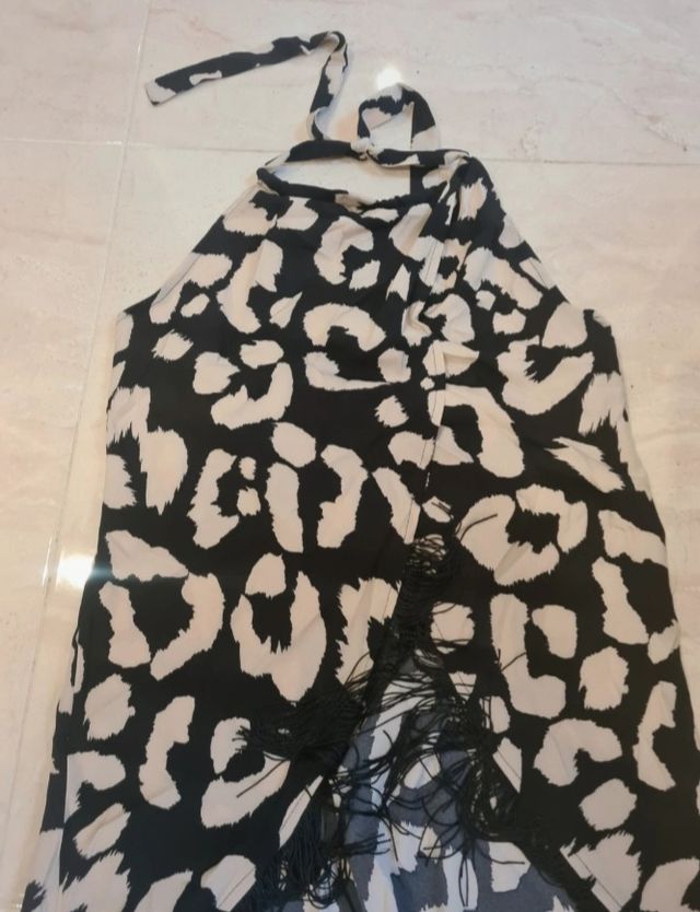 Top blusa o vestido flecos estampado