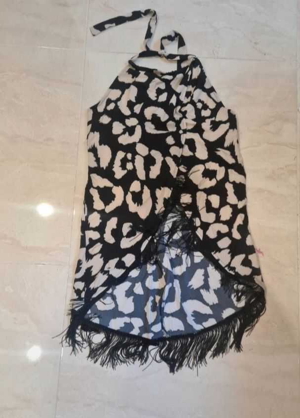 Top blusa o vestido flecos estampado