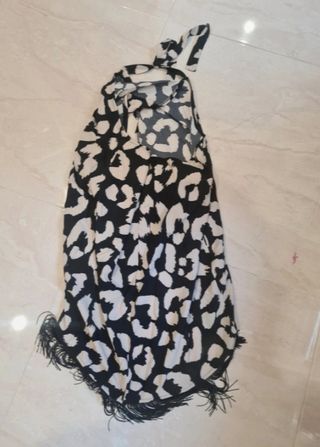 Top blusa o vestido flecos estampado