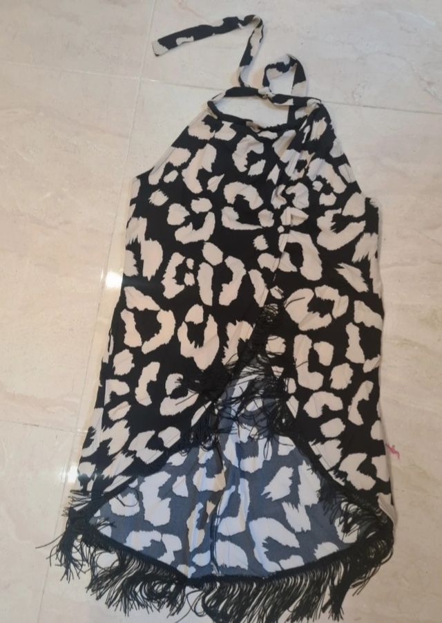 Top blusa o vestido flecos estampado