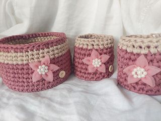 Set 3 cestini uncinetto. Crochet