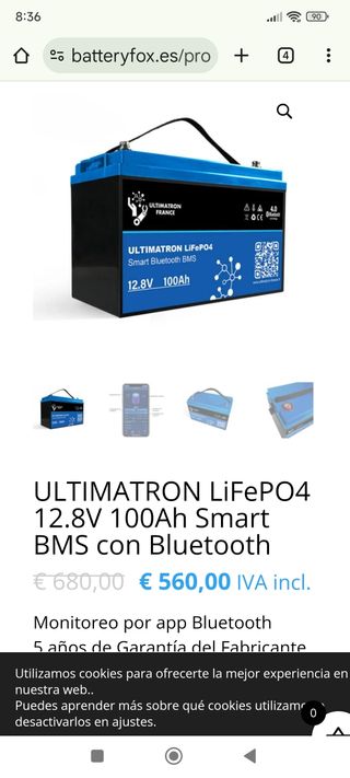 BATERÍA ULTIMATRON LIFEPO4 BLUETOOTH 100Ah