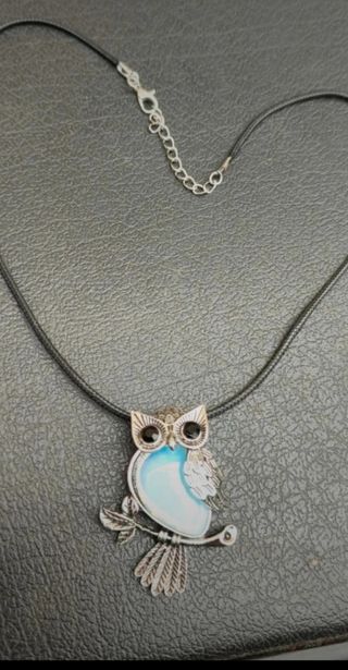 Collana pendente gufo argentato opalite