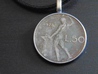 collana moneta 50 lire vulcano Italia