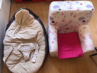 COJIN PUFF + SILLA ACOLCHADA BEBE