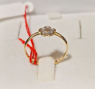 Sortija flor oro 18k blanco amarillo