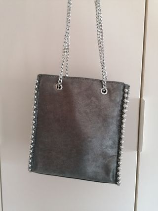 Bolso gris metalizado hombro