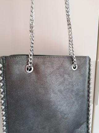 Bolso gris metalizado hombro