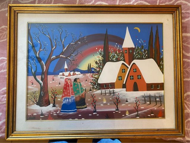 Quadro naif 70x50 Agnelli Gino con certificato