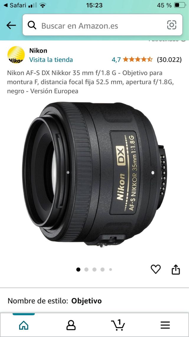 Objetivo Nikon AF-S 35mm 1:1 8G DX