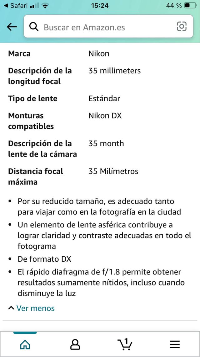 Objetivo Nikon AF-S 35mm 1:1 8G DX