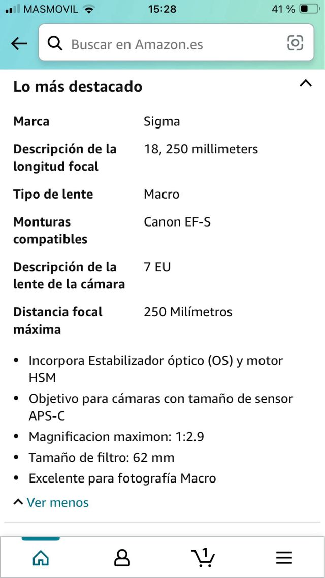 Objetivo Sigma DC 18-250mm 1:3.5-6.3 macro hsm