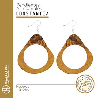 Pendientes artesanales Constantia, madera de Olivo