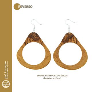 Pendientes artesanales Constantia, madera de Olivo
