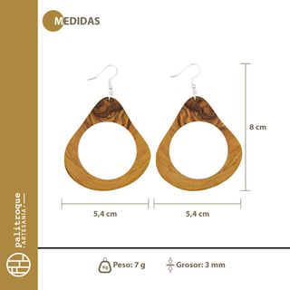 Pendientes artesanales Constantia, madera de Olivo