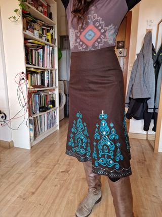Falda marrón Lino y Algodón 