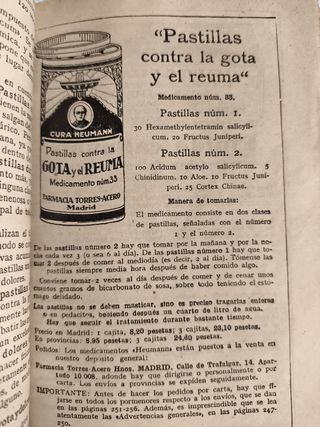 LIBRO ANTIGUO MEDICAMENTOS CURA HEUMANN AÑO 1922